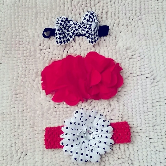 ❤️3/25 Red, Black & White Headband Bundle of 3 Baby Bling Summer Fall Colors - Picture 1 of 9